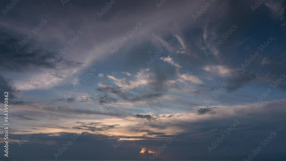 Time lapse clip of several fluffy curly rolling cloud layers in windy weather before the storm