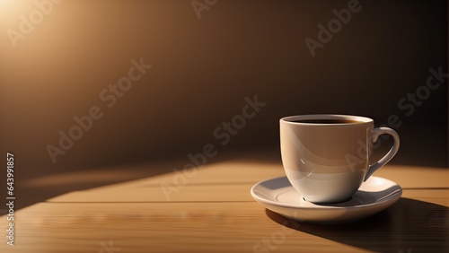 Cup of hot coffee on the table 