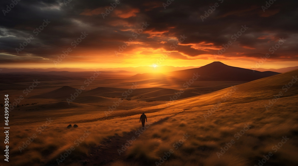  sunset over the desert, landscape photography