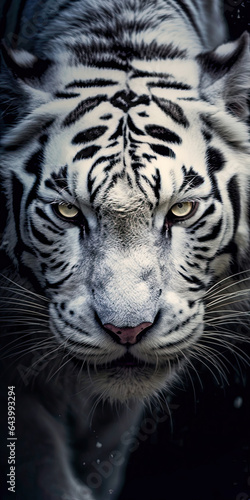 White Tiger’s Face on a Black Background
