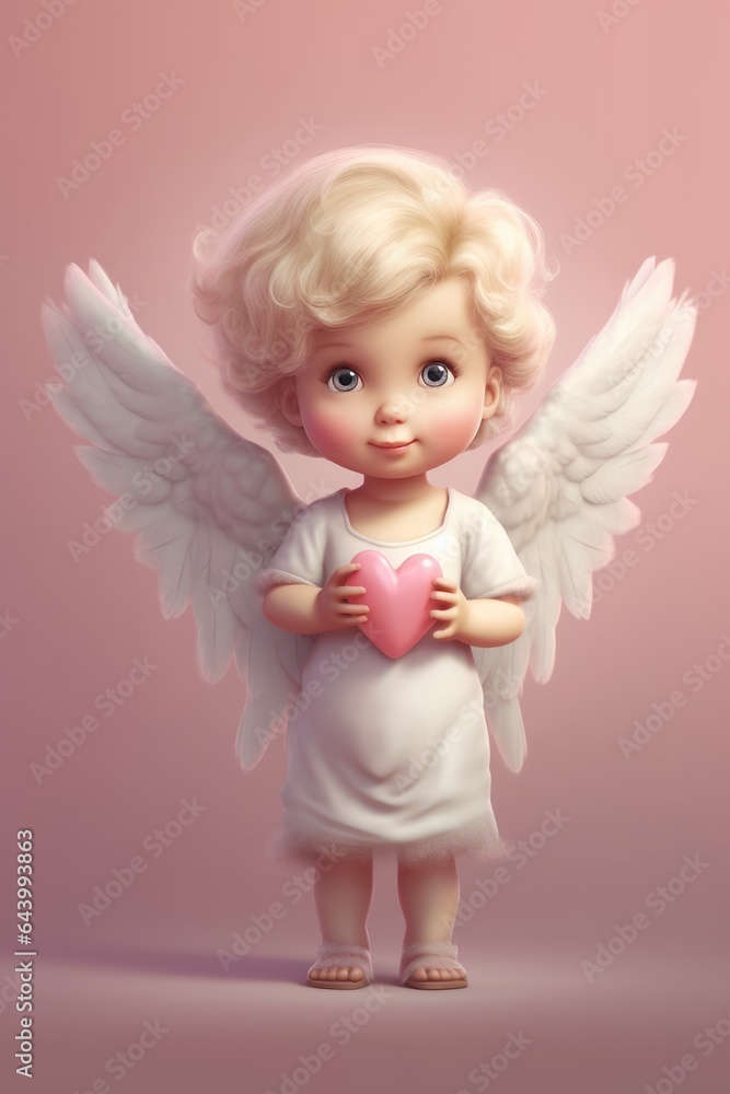 Fototapeta premium baby little angel with heart
