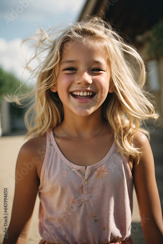 portrait of a girl laughing in the sun