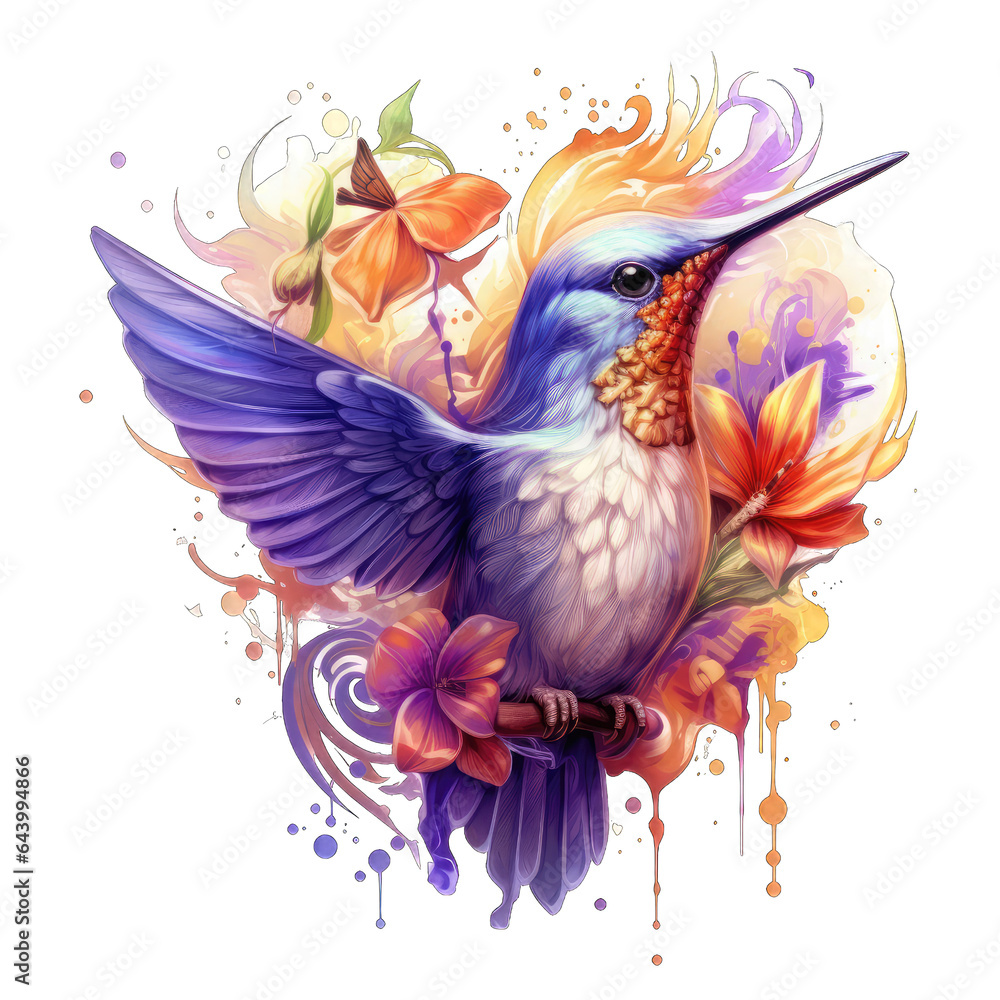 Obraz premium Graceful Hummingbird in Flight, Elegant Bird Movement