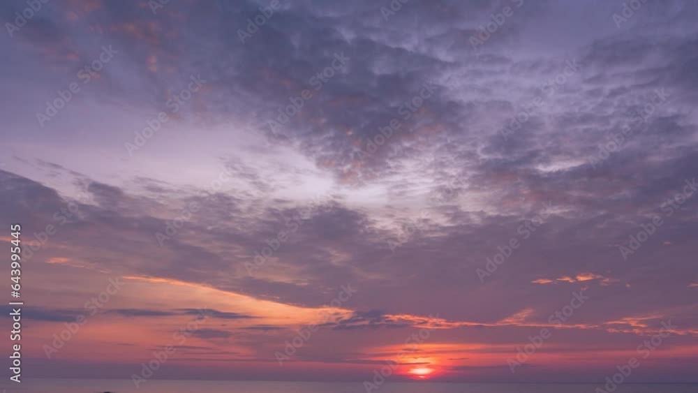 Timelapse Scenic View Of Sea Against Sky During Sunset with people on beach