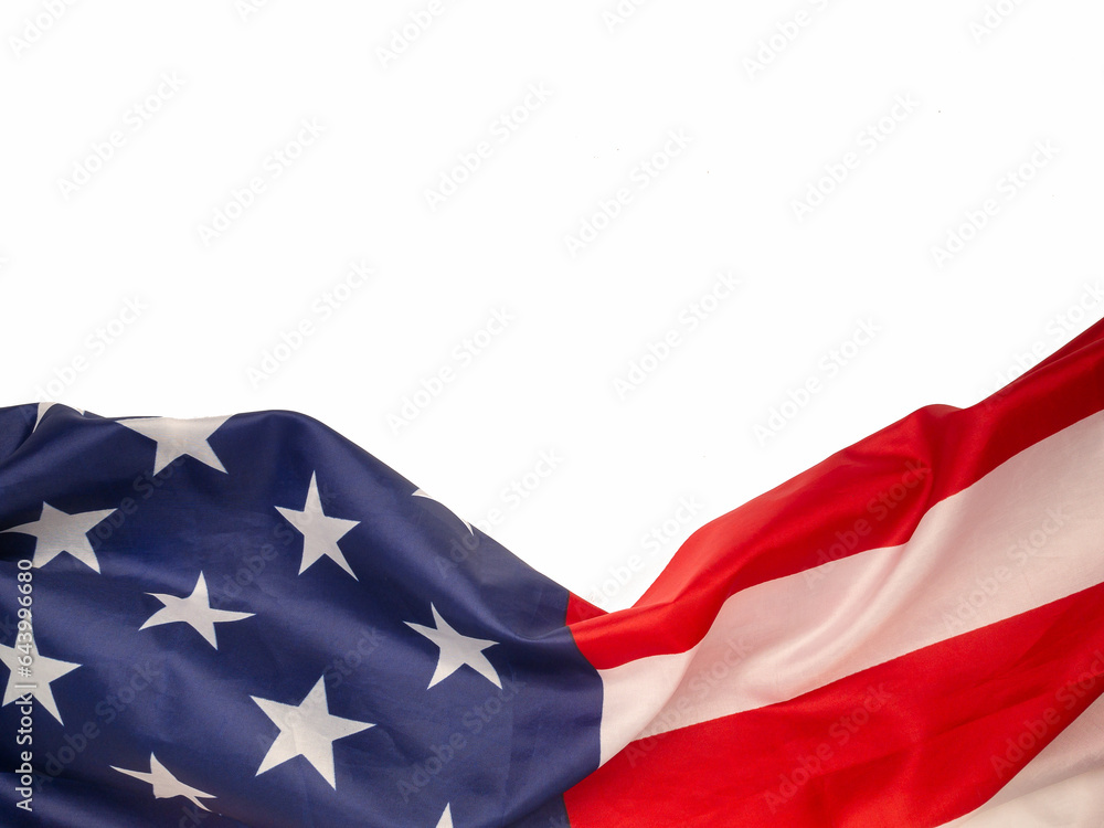 Part of the American flag is on a white background