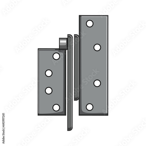 metal door hinge cartoon. wood home, steel object, house silver metal door hinge sign. isolated symbol vector illustration