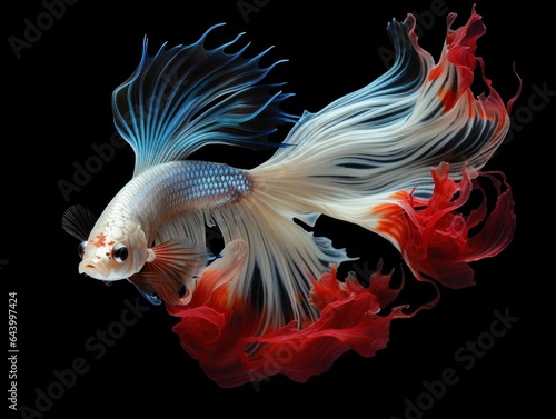 betta fish, fish fighters, ios background style, siamese fish fighting isolated on black background © jaafar
