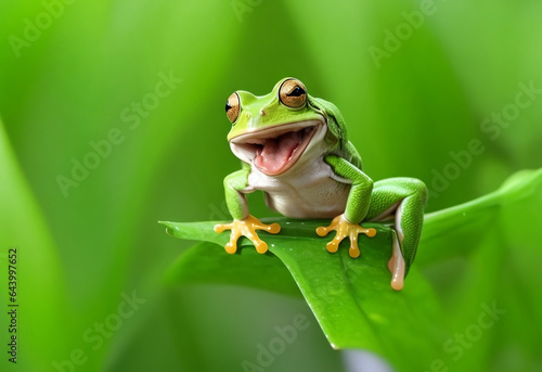 frog on a leaf Joyful Tree Frog: The Flying Frog's Laughter