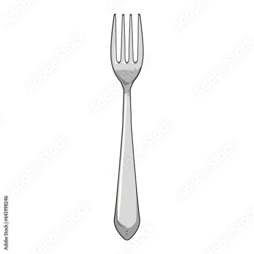 silverware fork cartoon. dinner plate, silhouette symbol, silver tableware silverware fork sign. isolated symbol vector illustration