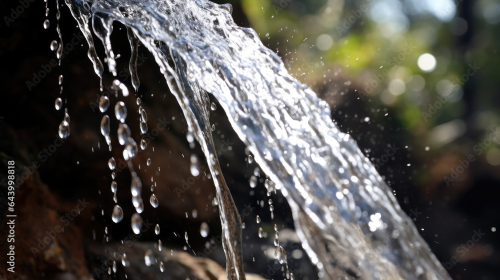 The sparkling spray of water droplets from a cascading waterfall. The sparkling spray of water droplets from a cascading waterfall.