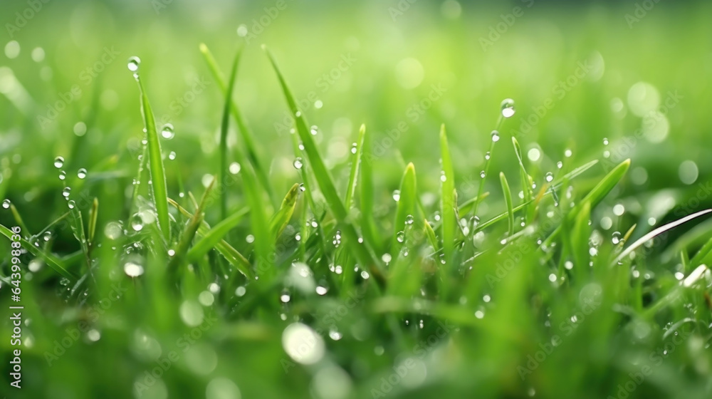 A closeup of raindrops pelting a grassy meadow during a squall A closeup of raindrops pelting a grassy meadow during a squall