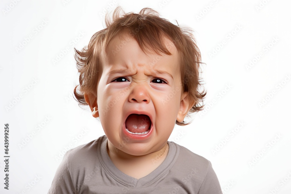 Crying infant boy portrait. AI generated Crying infant boy portrait. AI generated