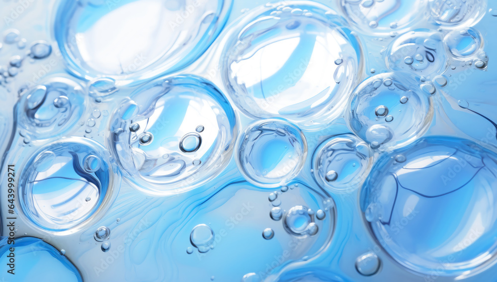 Oxygen bubbles in clear blue water, close-up. Mineral water. Water enriched with oxygen. . Made with AI gereration Oxygen bubbles in clear blue water, close-up. Mineral water. Water enriched with oxygen. . Made with AI gereration