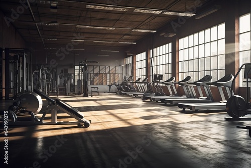 Empty gym interior. AI generated