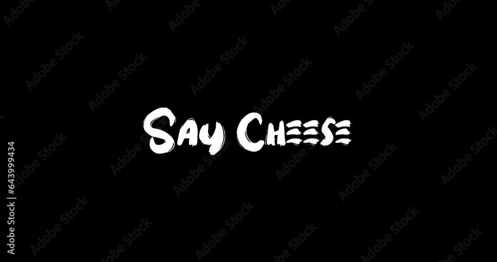 Say Cheese Grunge Transition Bold Text Typography Animation on Black Background Say Cheese Grunge Transition Bold Text Typography Animation on Black Background