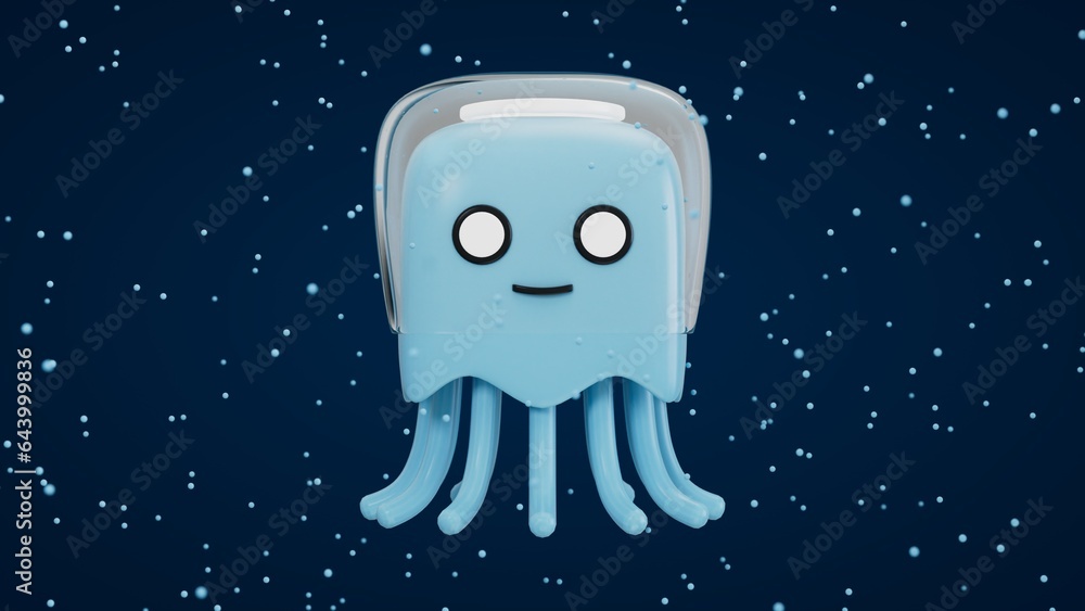 Fototapeta premium Jellyfish Cartoon 05 ( 3D Rendering , 3D Illustration )