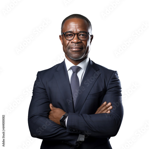 Confident Mature Businessman with Arms Crossed in Studio Portrait Isolated