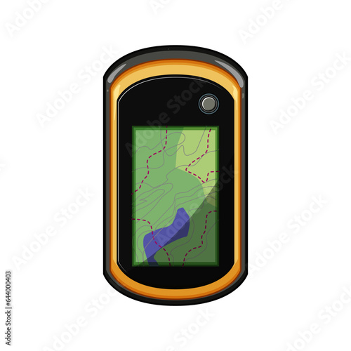 location gandheld gps cartoon. positioning travel, digital adventure, tourism orienteering location gandheld gps sign. isolated symbol vector illustration