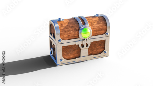 Treasure Chest Closed,  Game Asset Low Poly 3D model. 3D rendering. (ID: 644000422)