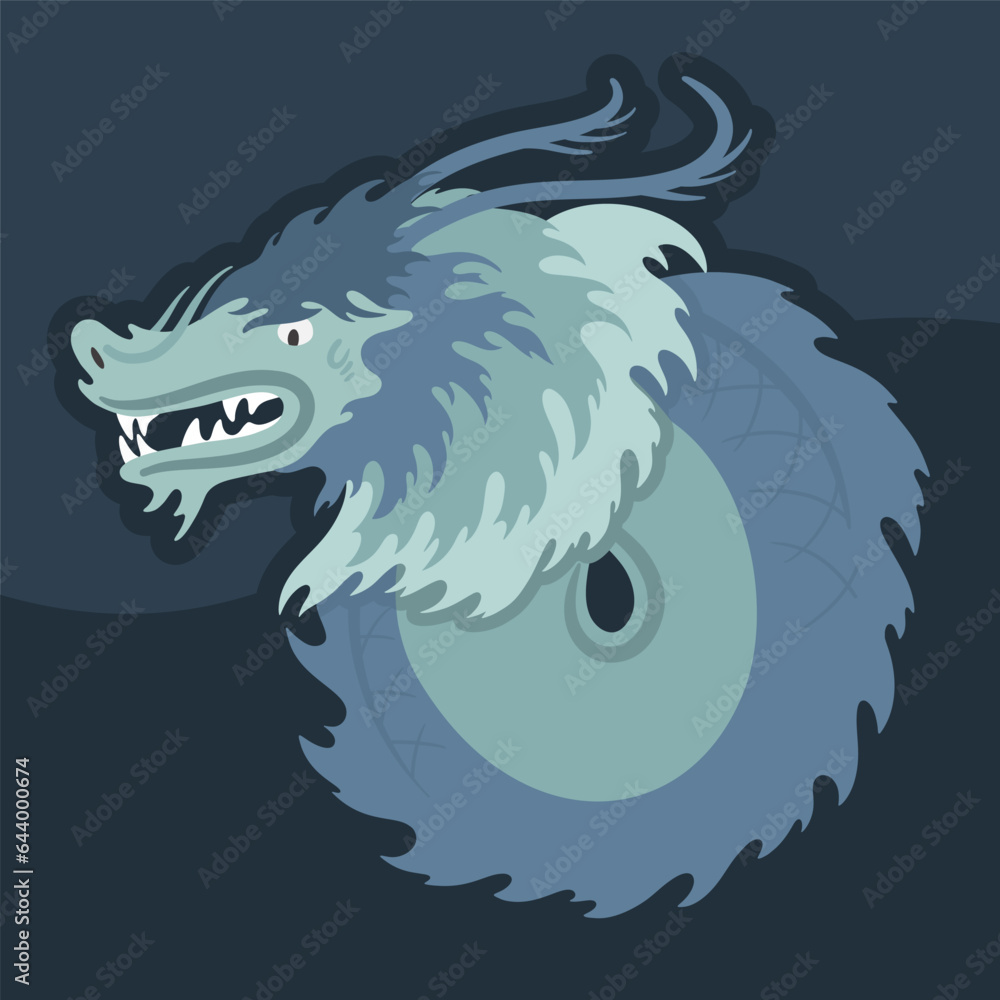 Fototapeta premium Dragon head on dark background. posters, calendar