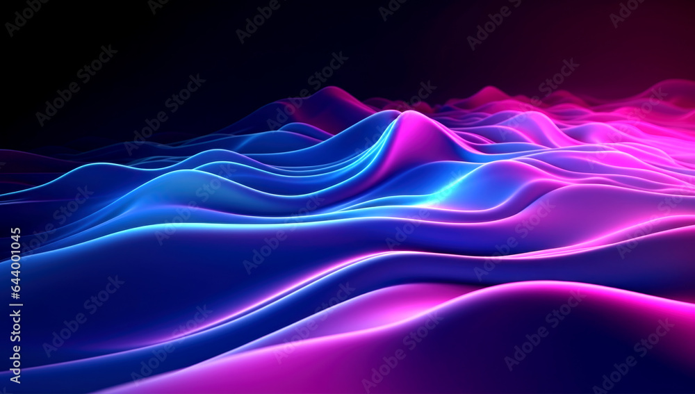 Obraz premium Colorful motion elements with neon led illumination. Abstract futuristic background. AI generated
