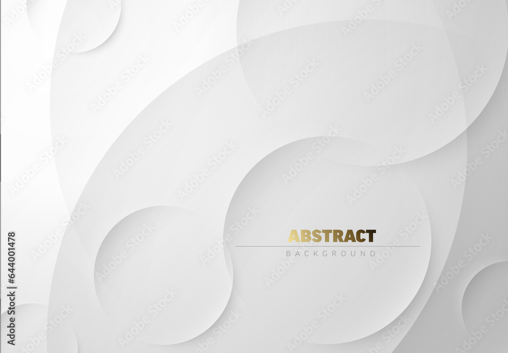 Abstract white and light gray background made from white circles with place for your text