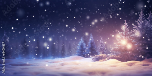 Winter background with snow, bokeh and falling snowflakes © Marc Andreu