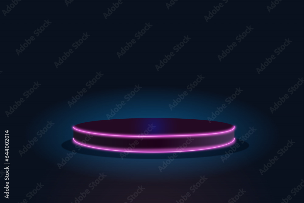 Podium empty realistic neon, background, mockup Podium empty realistic neon, background, mockup