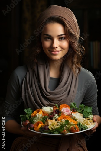 Woman Proudly Sharing Her Momemade Meal, Generative AI