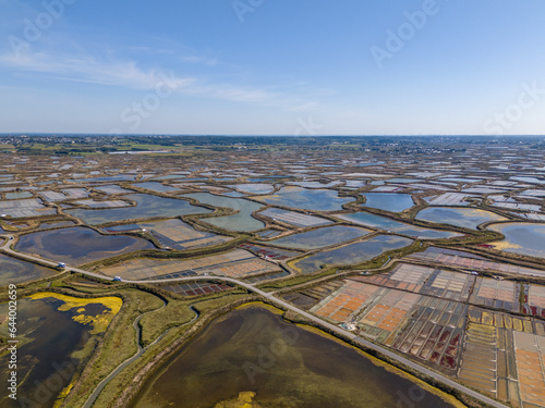 Photos Aerial photo of Guerande salt marshes in Bretagne France