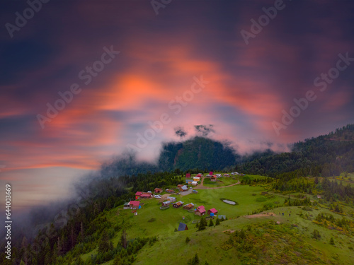 Badara Plateau in Rize, Turkey. This plateau located in Camlihemsin district of Rize province. Kackar Mountains region. photo