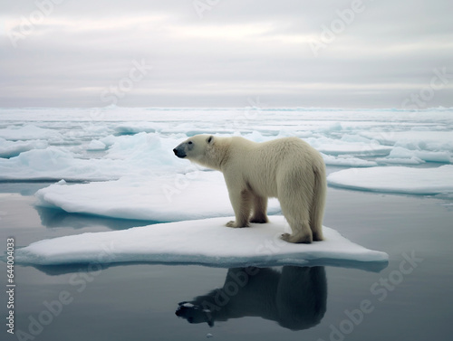 White polar bear on an ice floe