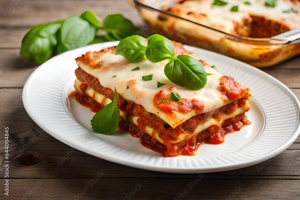 lasagna with tomato and basil generated by AI lasagna with tomato and basil generated by AI