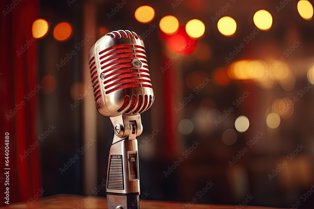 Vintage microphone. Echoes of past. Classic Mic. Sound takes center