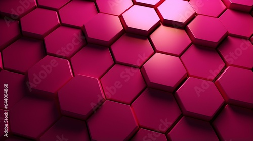 Abstract Background of hexagonal Shapes in pink Colors. Geometric 3D Wallpaper 