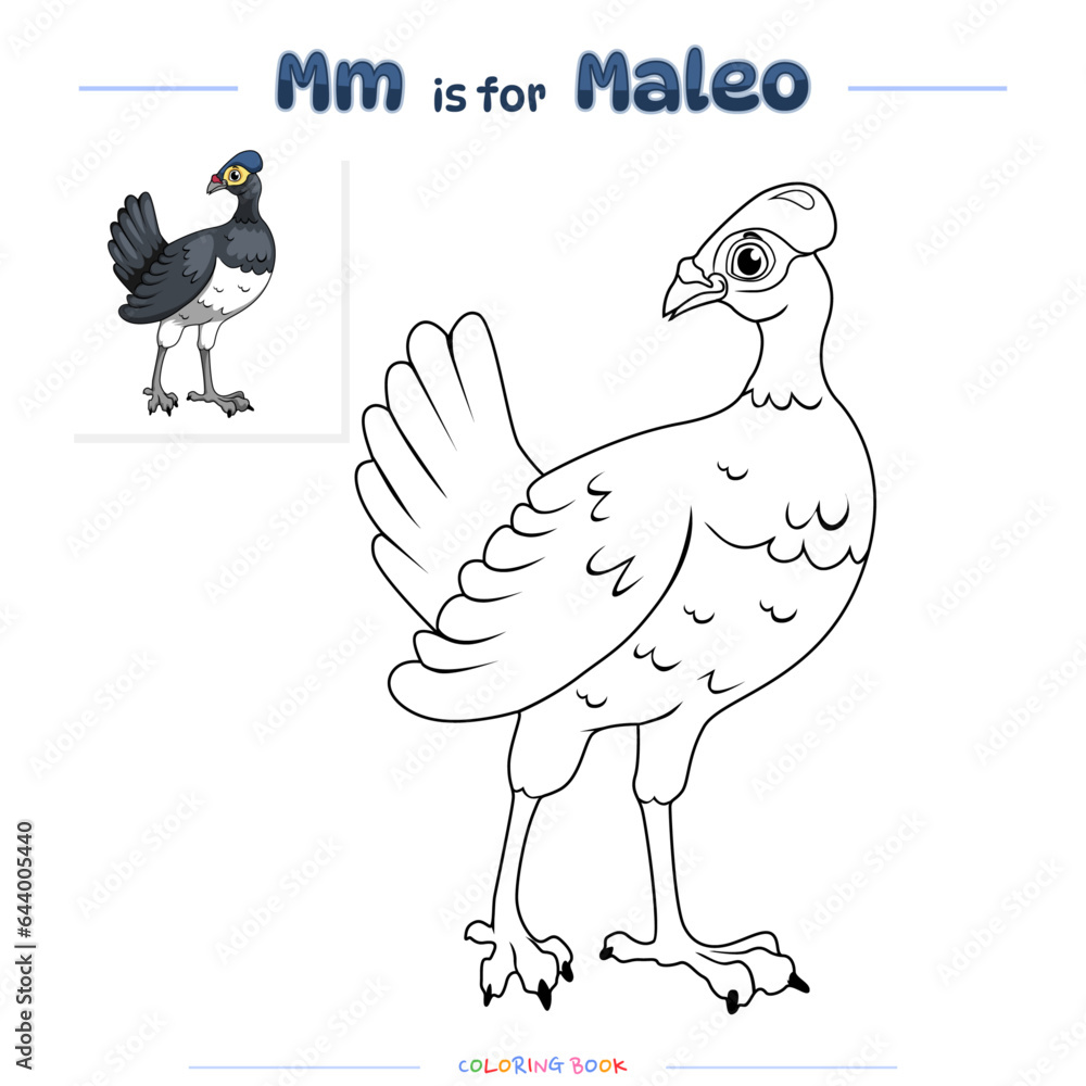 Obraz premium Coloring Page Maleo bird Cartoon