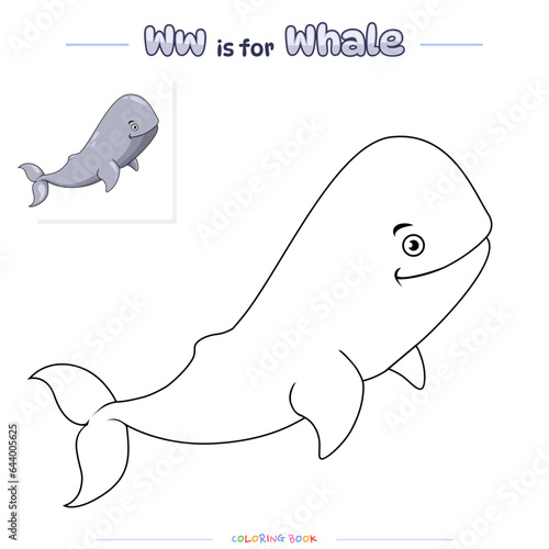 Coloring Page Whale Cartoon