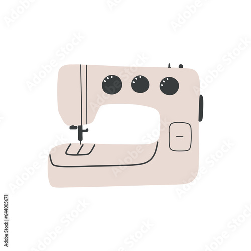 Hand draw sewing machine illustration.Tool for hand craft.