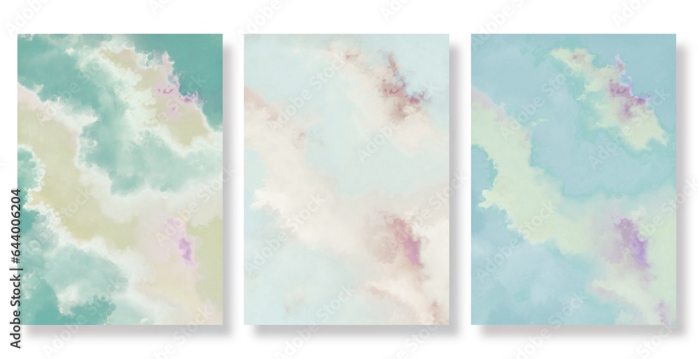 Modern abstract covers set with color gradient, minimal watercolor design . Abstract pattern 