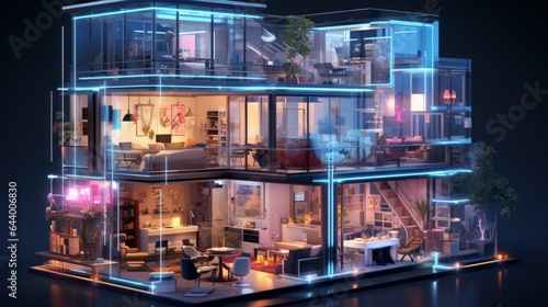 Luminous Modernity House Model Illuminated in Nighttime Beauty