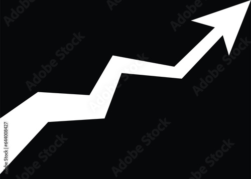 rising up stock market white arrow graph diagram financial business profit progress economic boom chart black background