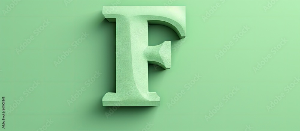 Green 3D digital letter F isolated on a isolated pastel background Copy space Green 3D digital letter F isolated on a isolated pastel background Copy space