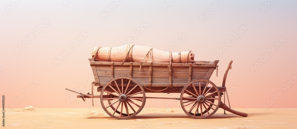 Antique carriage on a isolated pastel background Copy space