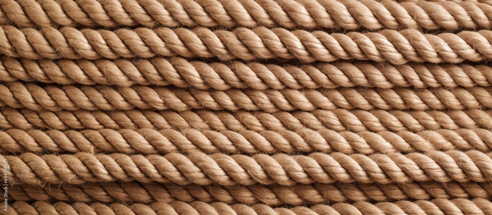 Brown rope isolated pastel background Copy space Brown rope isolated pastel background Copy space