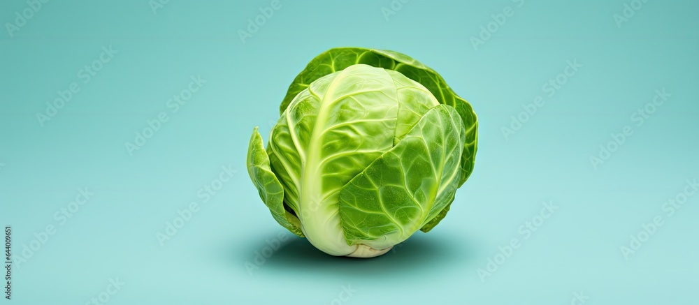 Fototapeta premium Fresh set of Brussels sprouts isolated on a isolated pastel background Copy space