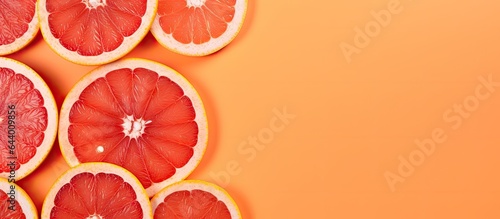 isolated blood red orange slices isolated pastel background Copy space