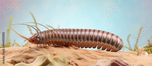 Giant Spirostreptus giganteus millipede on a isolated pastel background Copy space © HN Works