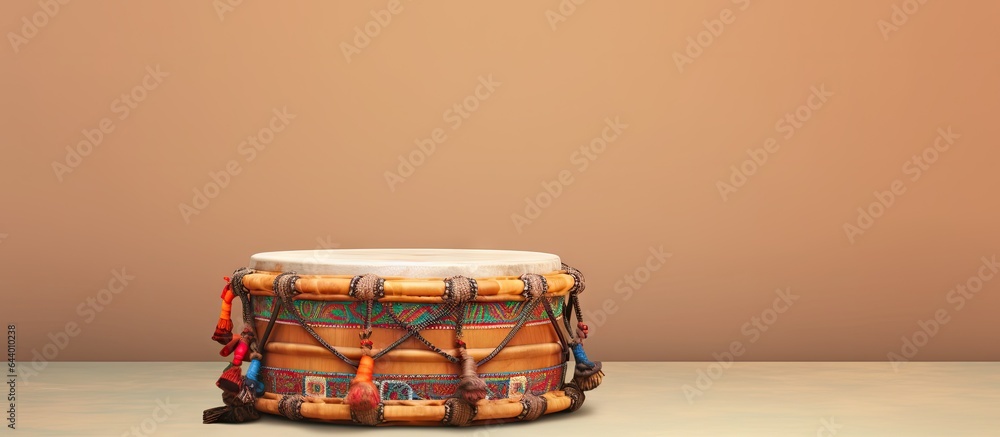 Indian drum isolated on a isolated pastel background Copy space in