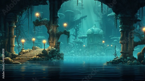 Fantasy fantasy landscape. Fantasy underwater world. game assets photo
