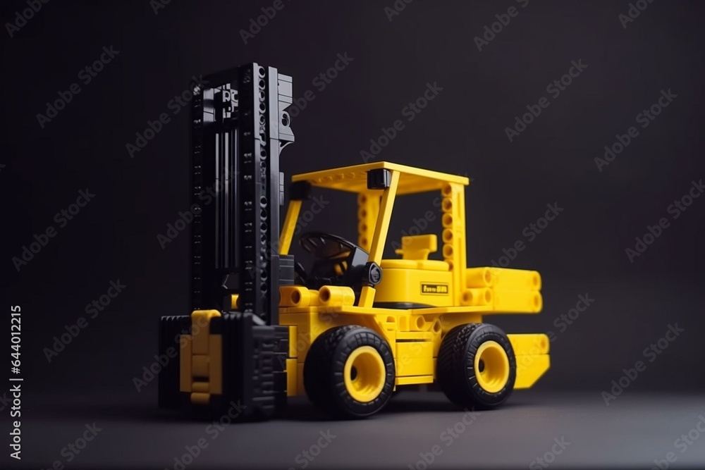Side view of a yellow forklift truck. Generative AI